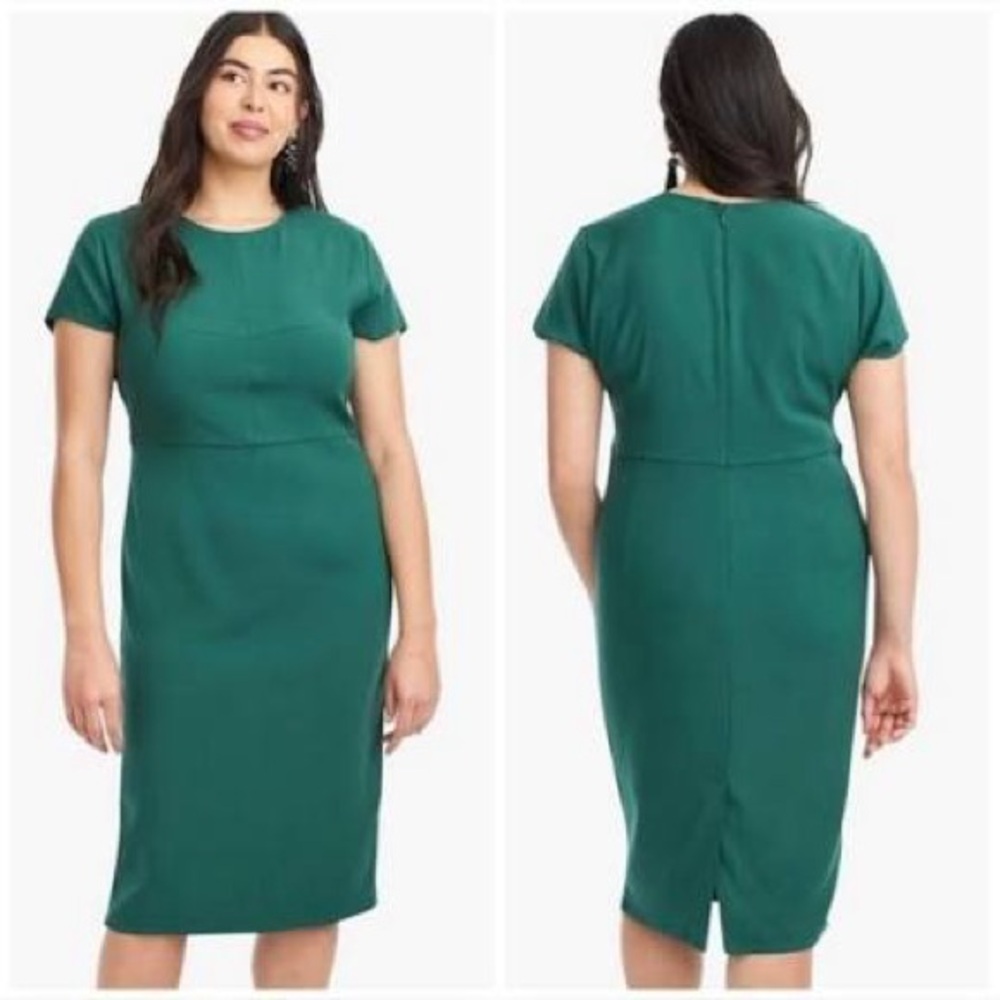 Universal Standard x J Crew Green Sheath Dress Short Sleeve 4X